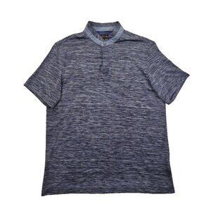 Tasso Elba Navy Blue Combo Banded Collar Polo Shirt Men's Medium EUC LN Golf